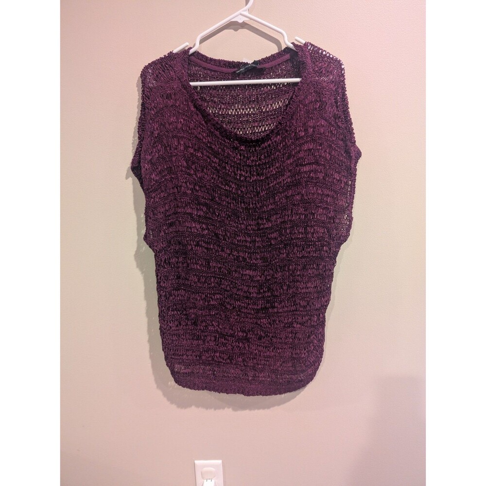 White House Black Market XL Purple Loose Knit Top Oversized Resort Swim Cover